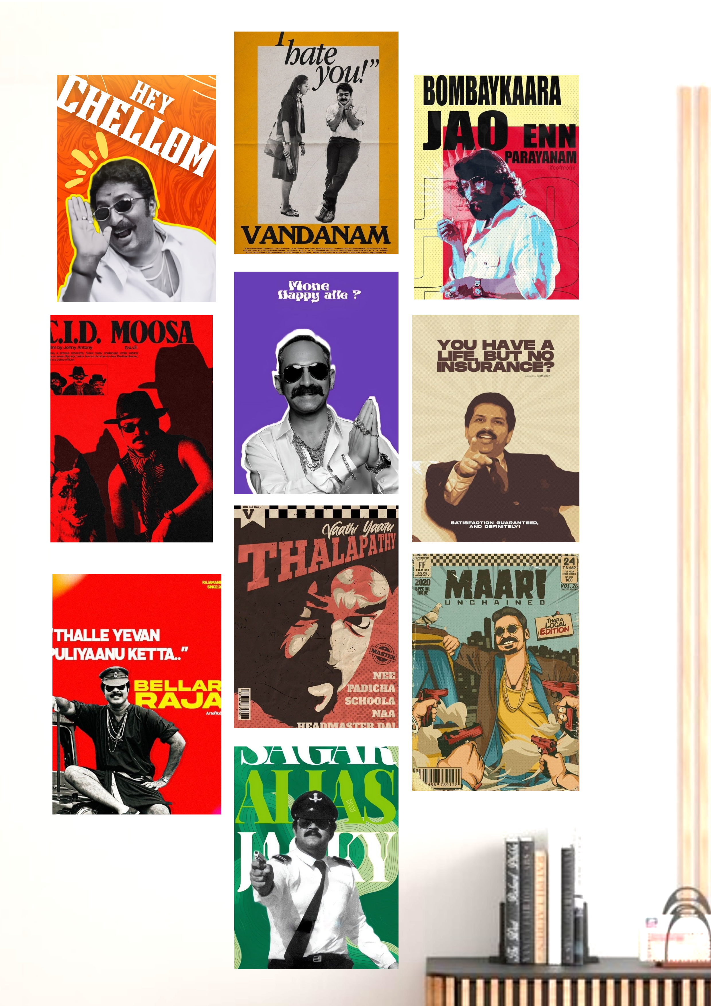 Malayalam Movie Wall Posters - Fan-made-Customers Choice 🔥 set of 10